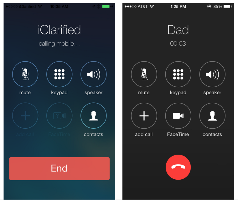Интерфейс звонка iphone
