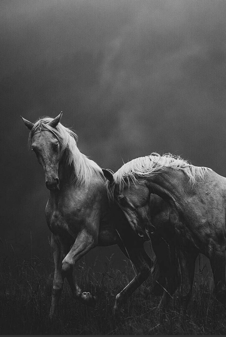 Чёрно белый конь