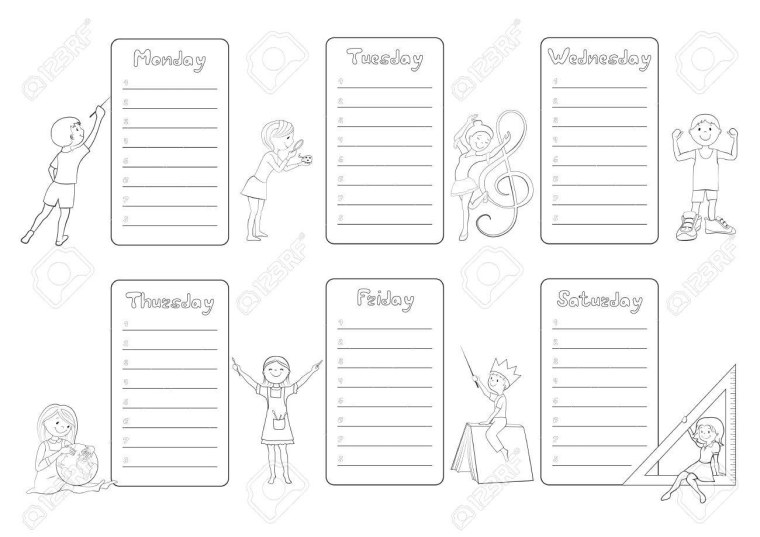 Расписание для школы для девочек черно белый