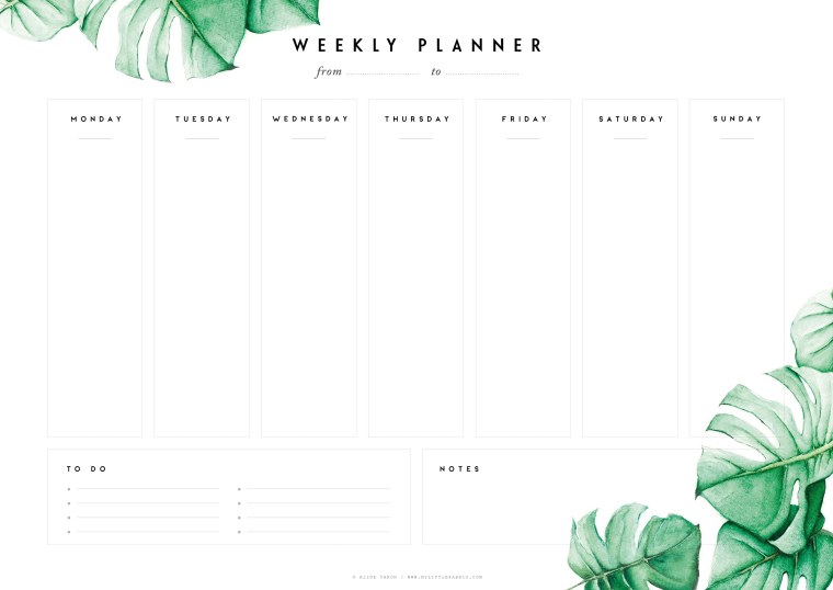 Weekly Planner шаблон для печати