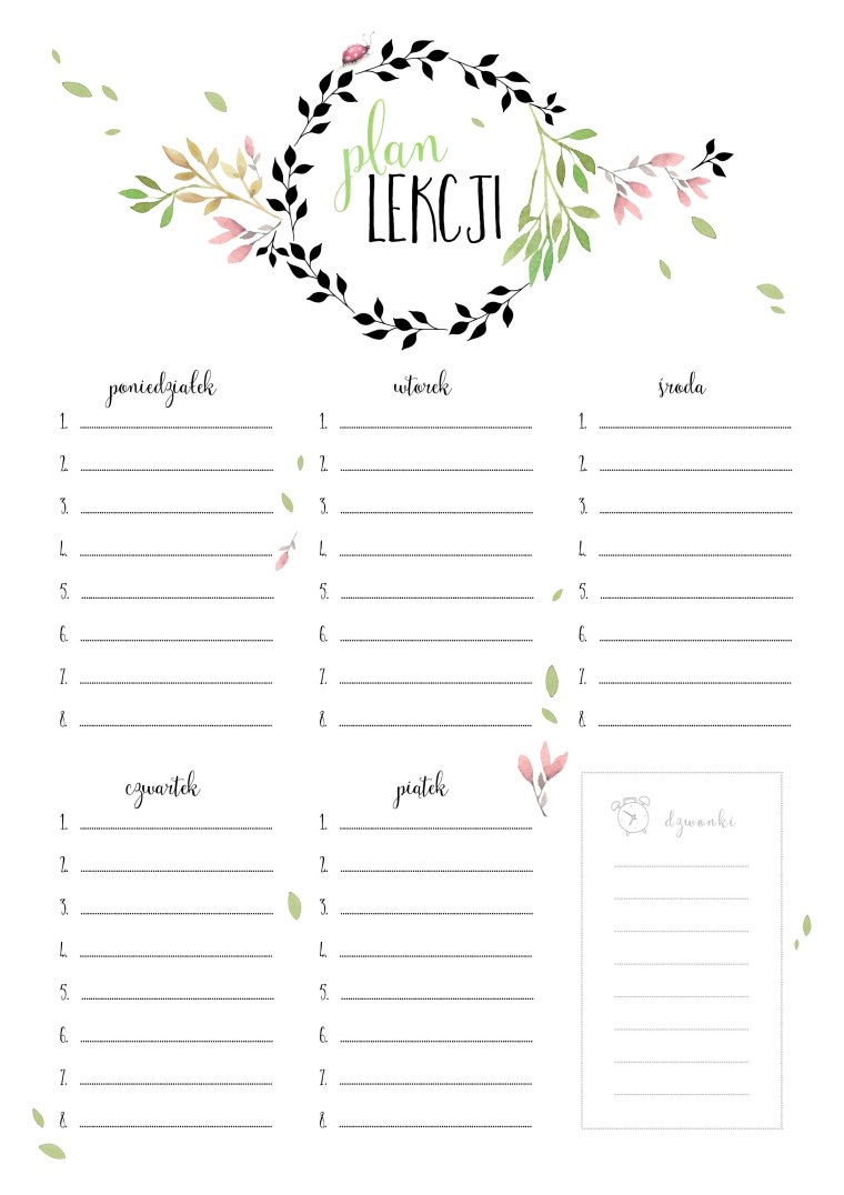 Расписание уроков шаблон