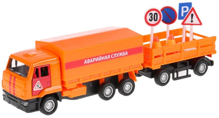 Грузовик Технопарк КАМАЗ С прицепом (SB-18-26-K(E)+Asst-WB) 12 см