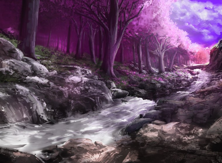 Магический лес в фиолетовых тонах
