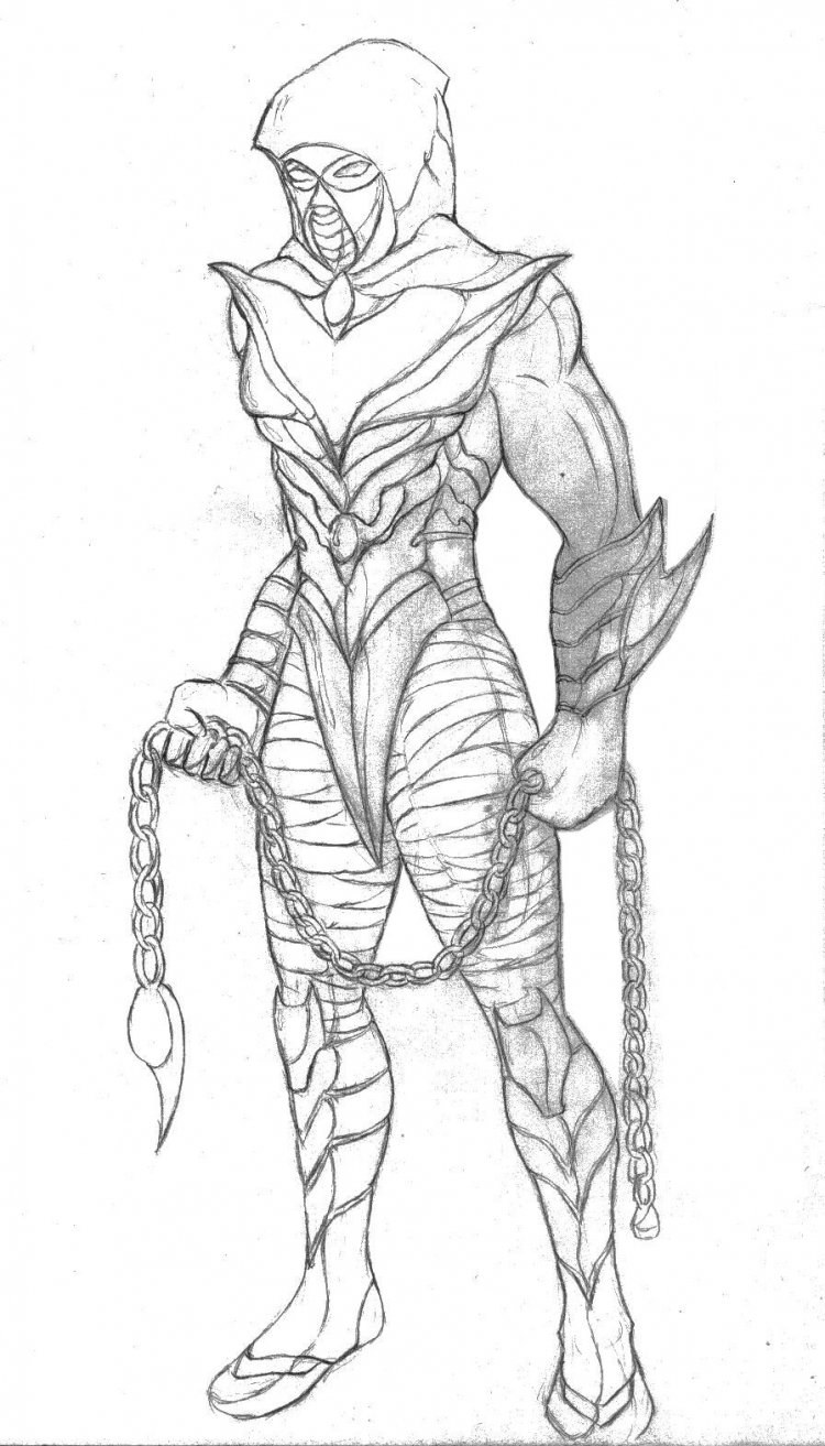 Рисунок скорпиона из мортал комбат