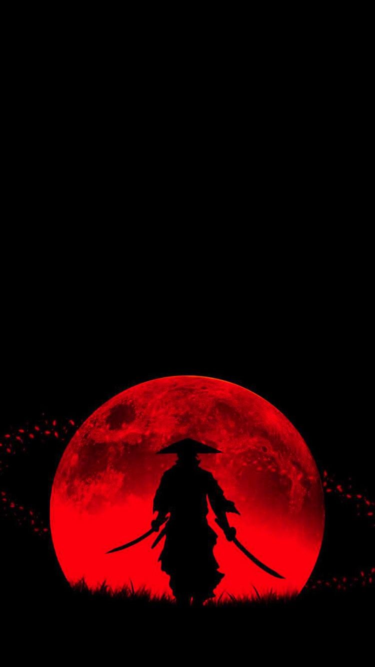 Самурай на черном фоне