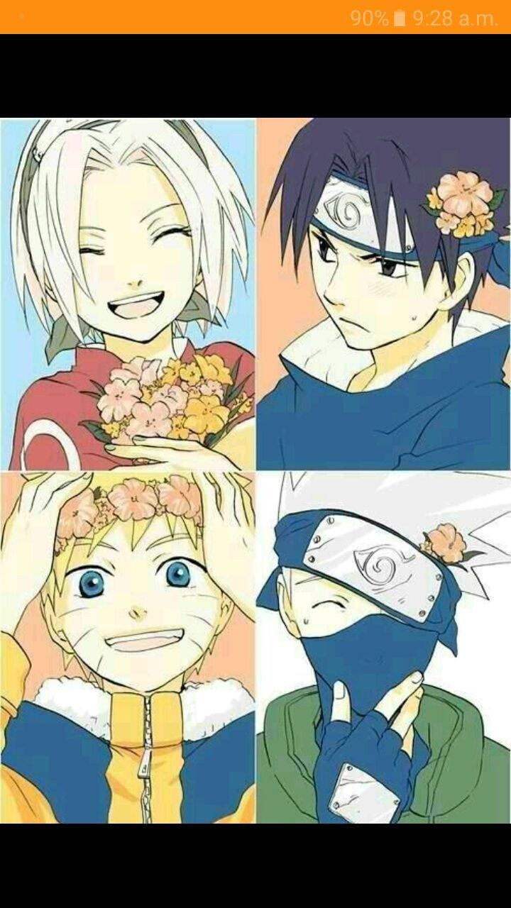 Наруто и Саске и Сакура и Какаси и Хината