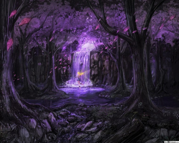 Анимешный туманный лес фон