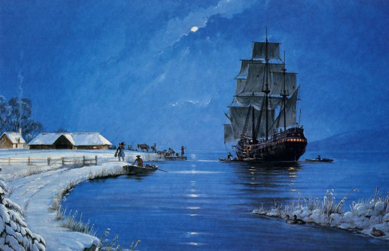 Пейзаж с кораблем