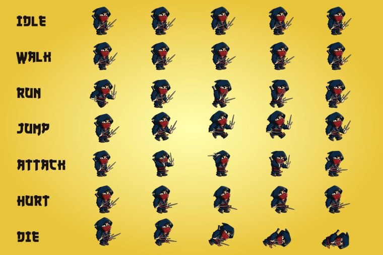 Спрайты персонажа Ninja