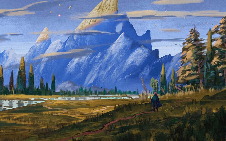 На фоне гор картина