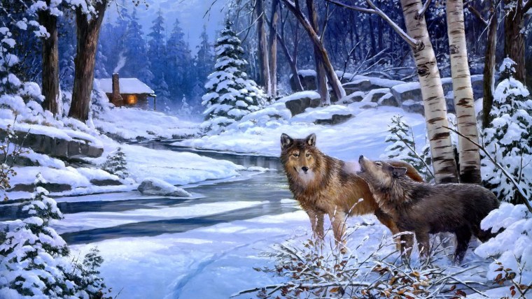 Звери в зимнем лесу