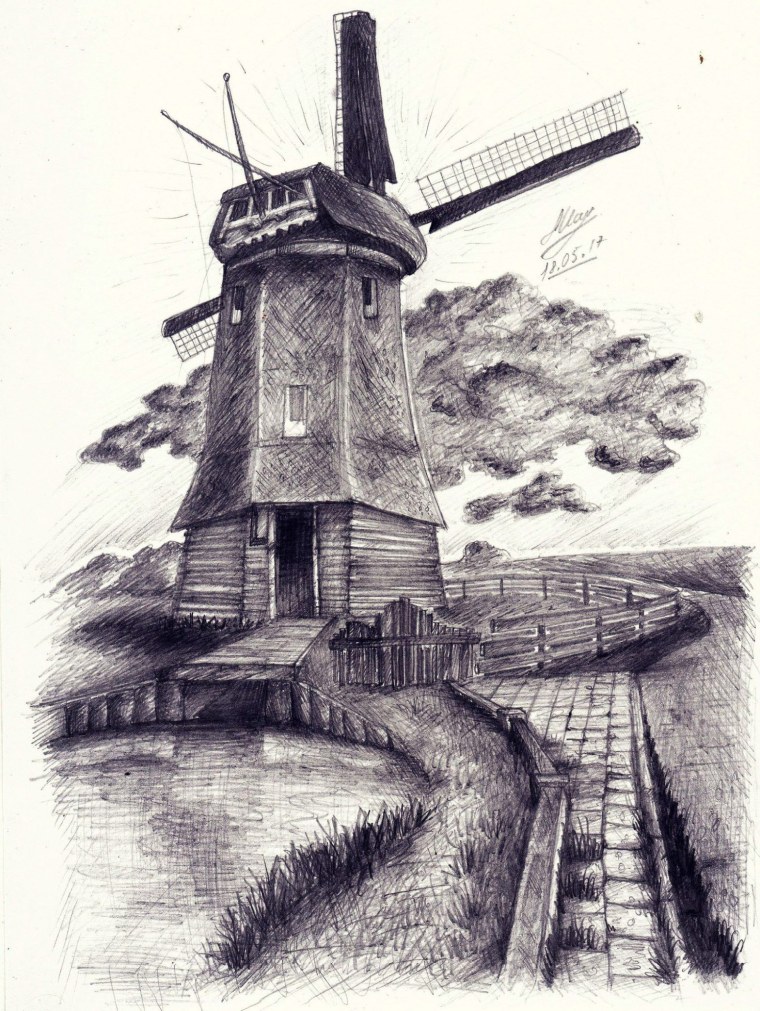 Мельница карандашом