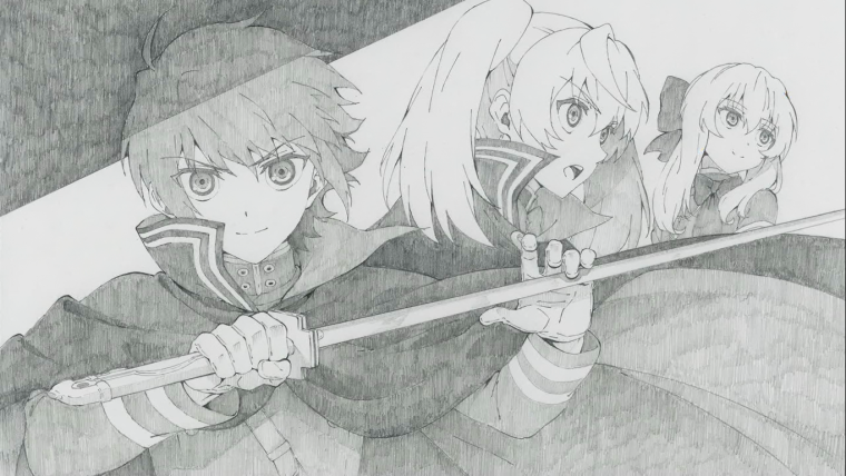 Аниме арты на листе бумаги