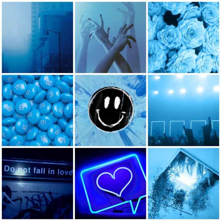 Эстетика неонового голубого коллаж