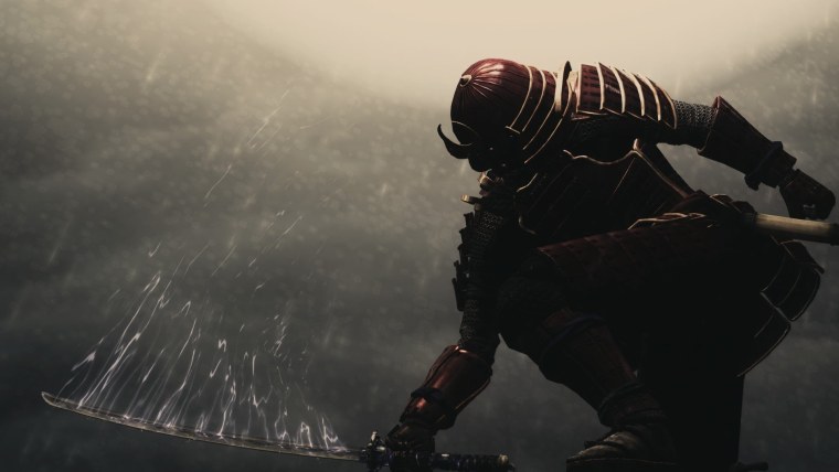 Самурай на Красном фоне