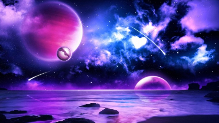 Фантастическое небо с планетами