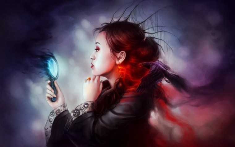 Девушка колдует