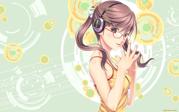 Аниме девушка наушники