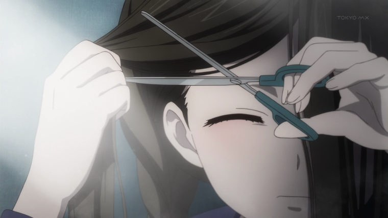 Аниме девушка отрезает волосы