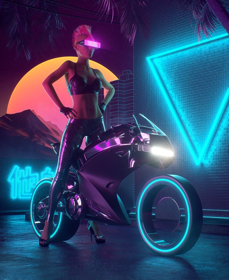 Мотоцикл с синей подсветкой