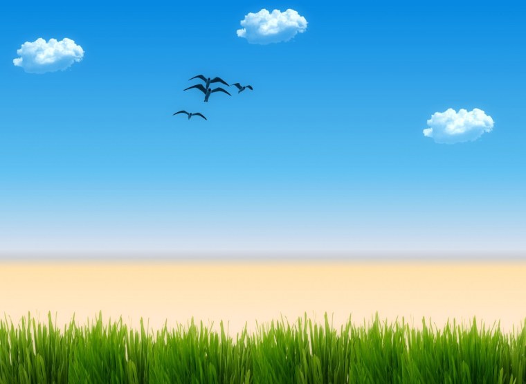 Мультяшное небо и трава