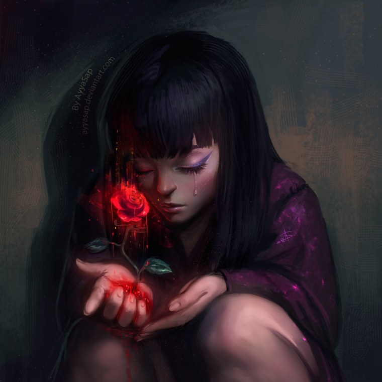 Черное сердце с крыльями