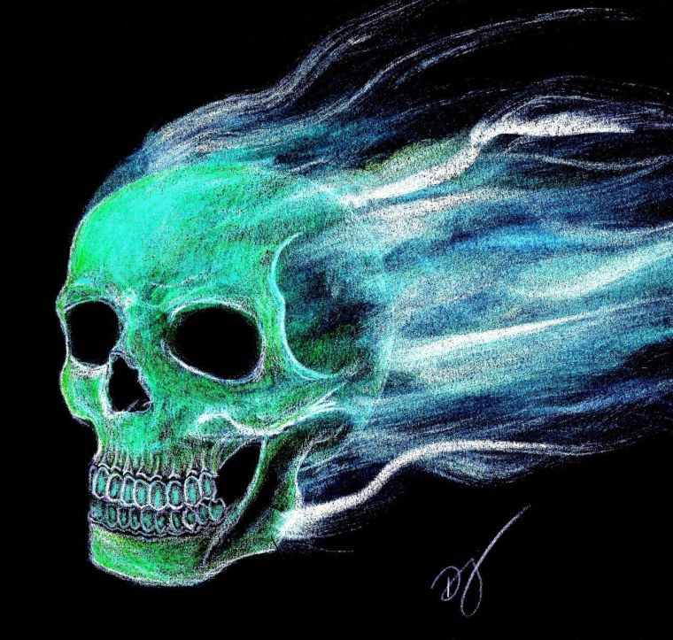 Череп неон зелёный