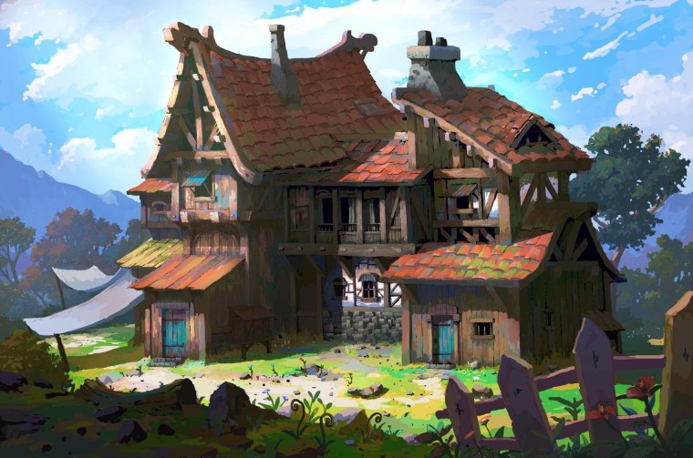 Домик концепт арт Fantasy дом Concept Art