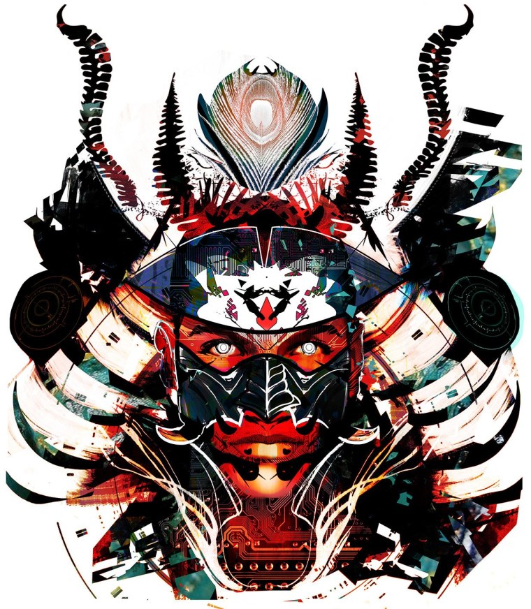 Акварель Япония Самурай