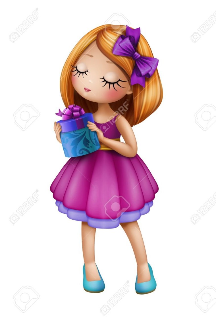Мультяшная девочка в платье
