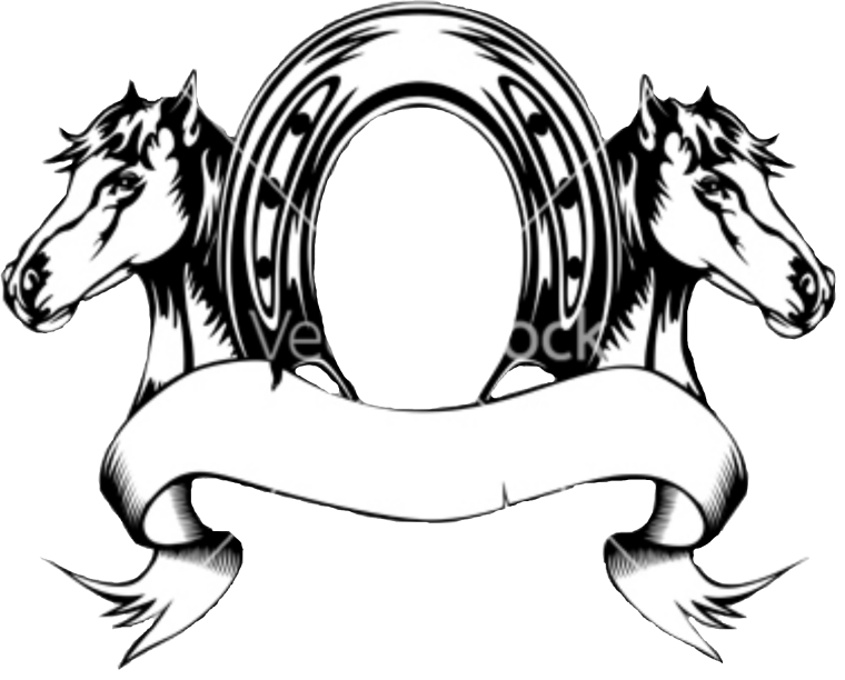 Подкова с лошадью трафарет