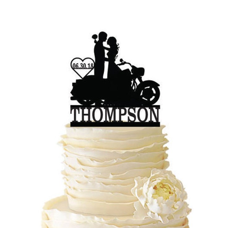 Топпер свадебный с мотоциклом