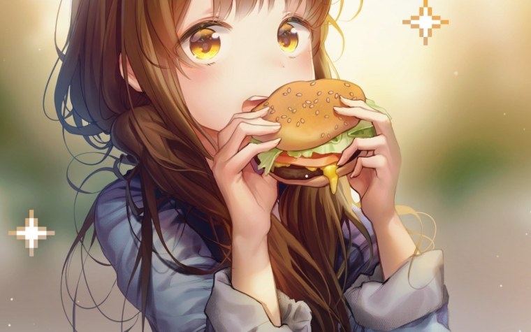Аниме девушки с едой