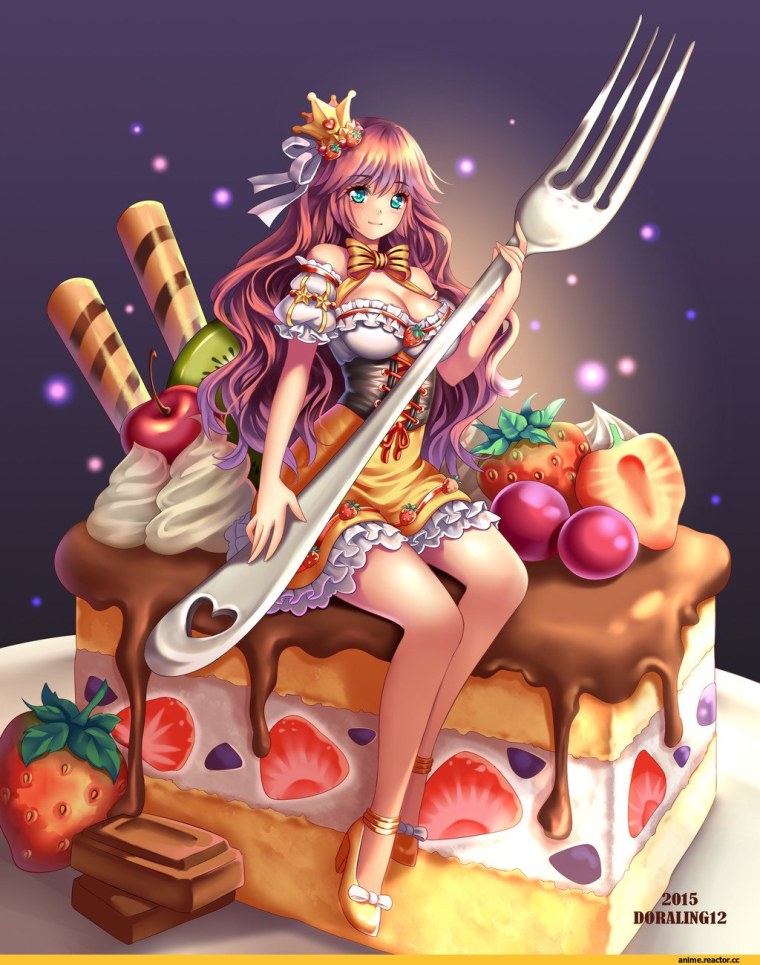 Аниме девочка с едой