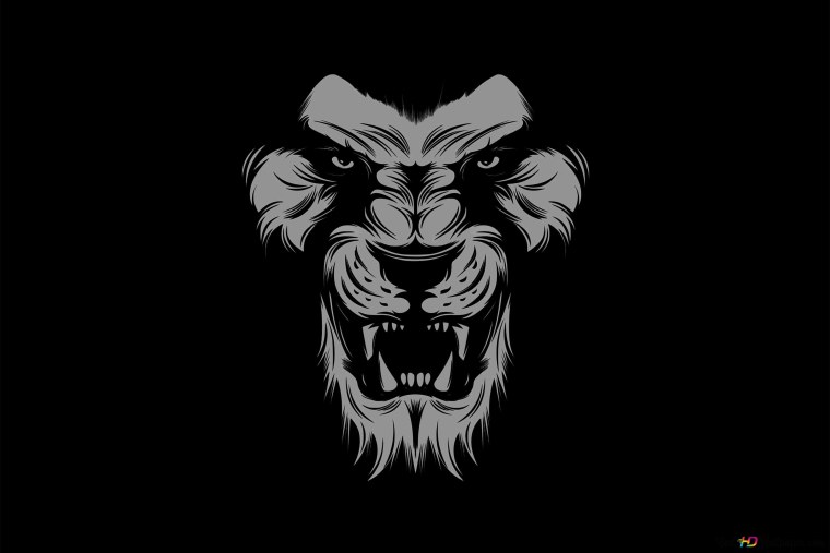 Белый Лев на черном фоне