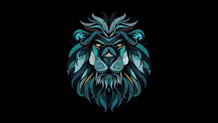 Лев на черном фоне