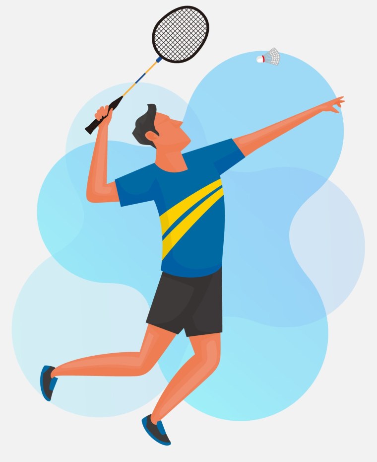 Бадминтон на белом фоне