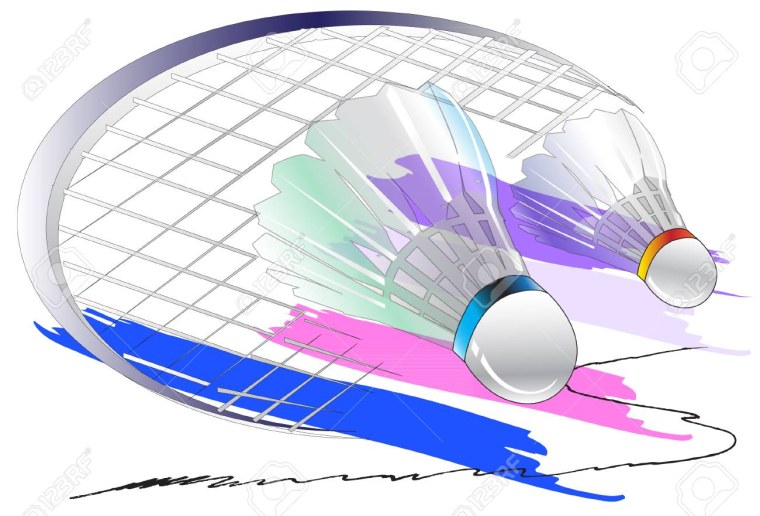 Бадминтон на белом фоне