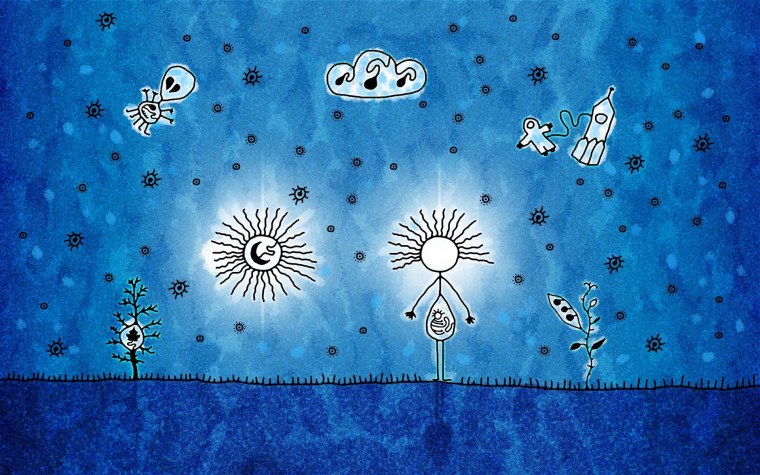 Рисунок на синем фоне