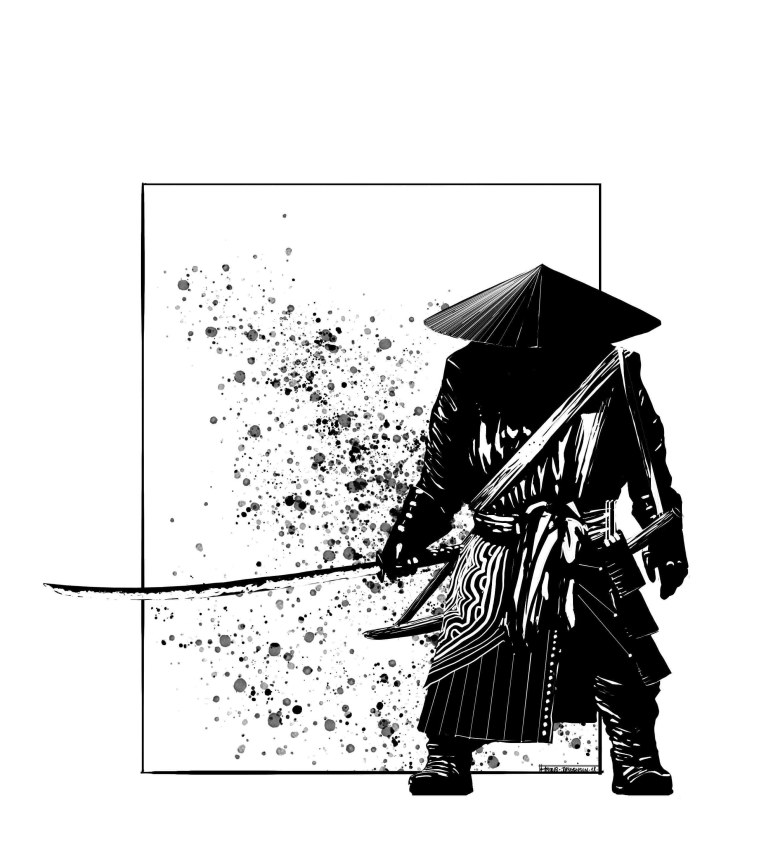 Самурай чёрно белый