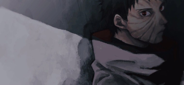 Обито Учиха черно белое