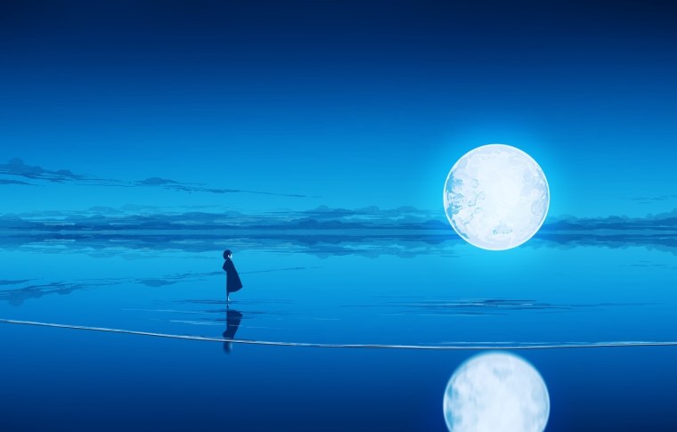 Ночной пейзаж с луной