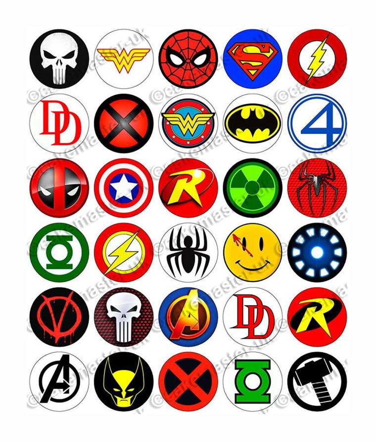 Символы героев Марвел