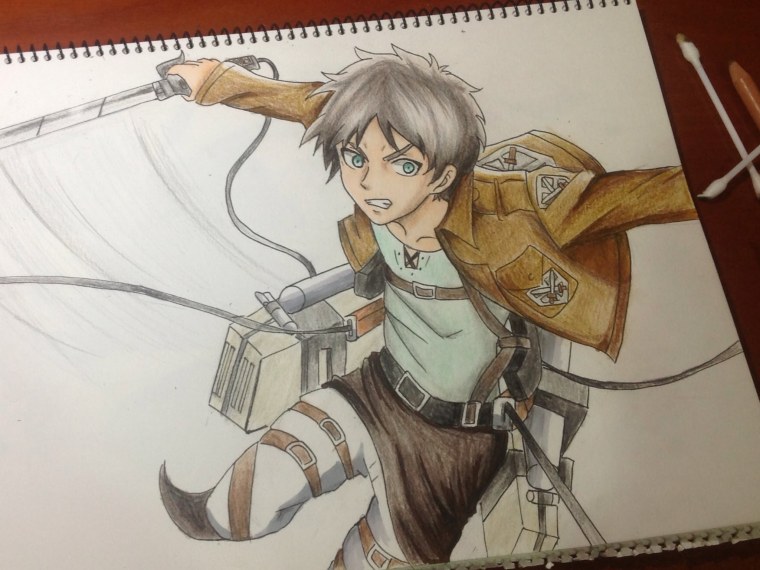 Эрен Титан черно белый