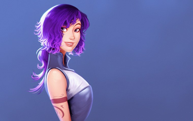 Девушка с фиолетовыми волосами арт