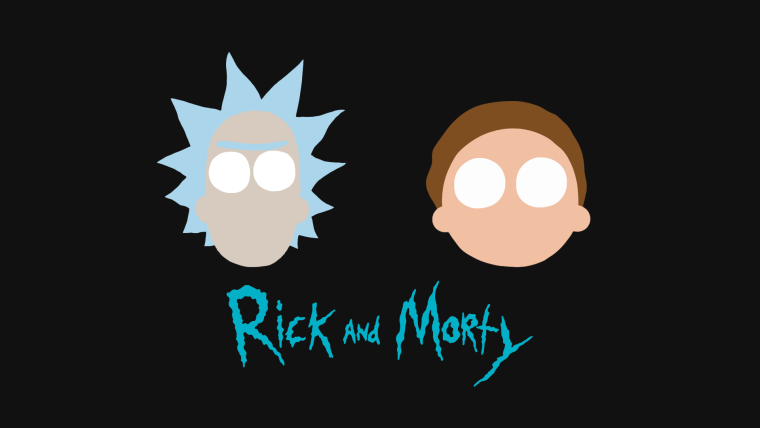 Надпись Рик и Морти на черном фоне