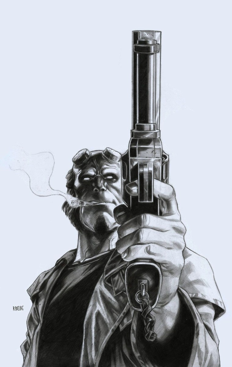 Красный киногерой с рогами