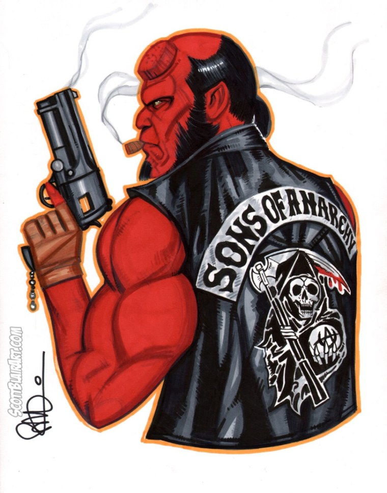 Эскиз тату Хеллбоя