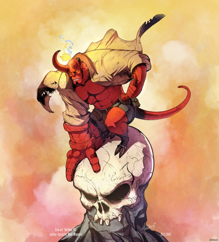 Лицо Хеллбоя комикс