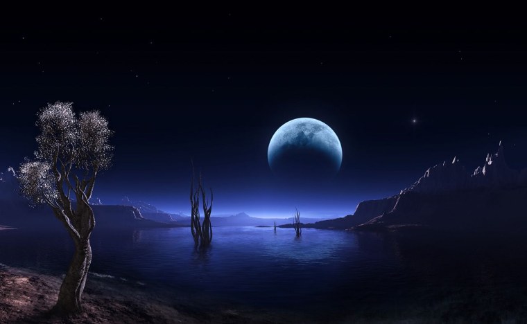 Ночной пейзаж с луной